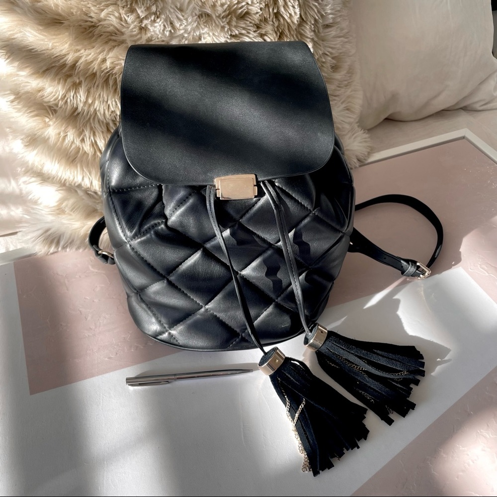 Zara Marmont Style Black Mini Backpack